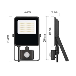LED reflektor VISIO s pohybovým čidlom, 30 W, neutrálna biela, čierný