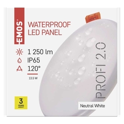LED panel VIXXO 155mm, kruhový vstavaný biely, 13,5W neutr. b., IP65
