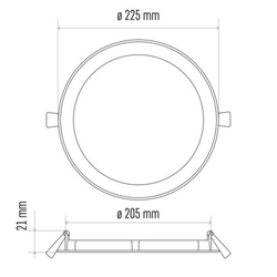 LED panel 220mm, kruhový vstavaný biely, 18W neutrálna biela