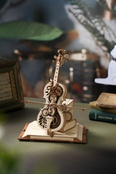 Hračka Robotime drevené mechanické puzzle Kúzelné violoncello (elektrický pohon)