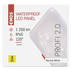 LED panel VIXXO 155×155, štvorcový vstavaný biely,13,5W neut.b.,IP65