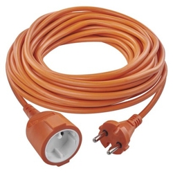 Dvojžilový pohyblivý prívod 15 m / 1 zásuvka / oranžový / PVC / 230 V / 1 mm2