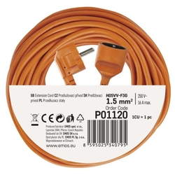 Predlžovací kábel 20 m / 1 zásuvka / oranžový / PVC / 230 V / 1,5 mm2
