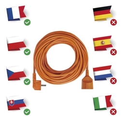 Predlžovací kábel 20 m / 1 zásuvka / oranžový / PVC / 230 V / 1,5 mm2