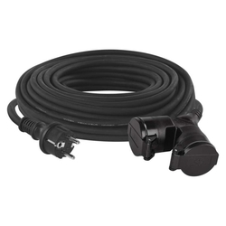 Vonkajší predlžovací kábel 25 m / 2 zásuvky / čierny / guma / 230 V / 1,5 mm2