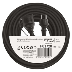 Vonkajší predlžovací kábel 20 m / 1 zásuvka / čierny / guma-neoprén / 230 V / 1,5 mm2