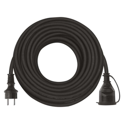 Vonkajší predlžovací kábel 20 m / 1 zásuvka / čierny / guma-neoprén / 230 V / 1,5 mm2