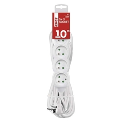 Predlžovací kábel 10 m / 5 zásuviek / biely / PVC / 1,5 mm2