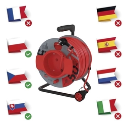 Predlžovací kábel na bubne 50 m / 1 zásuvka / červený / PVC / 230 V / 1,5 mm2