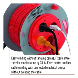 Predlžovací kábel na bubne 25 m / 4 zásuvky / červený / PVC / 230 V / 1,5 mm2