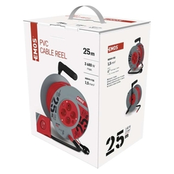 Predlžovací kábel na bubne 25 m / 4 zásuvky / s vypínačom / červený / PVC / 230V / 1,5 mm2