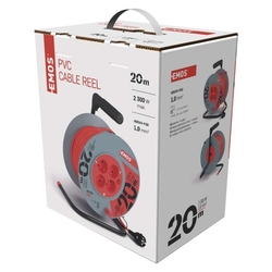 Predlžovací kábel na bubne 20 m / 4 zásuvky / červený / PVC / 230 V / 1 mm2