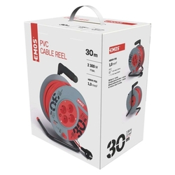 Predlžovací kábel na bubne 30 m / 4 zásuvky / červený / PVC / 230 V / 1 mm2