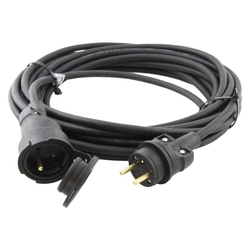 Vonkajší predlžovací kábel 10 m / 1 zásuvka / čierny / guma / 230 V / 1,5 mm2