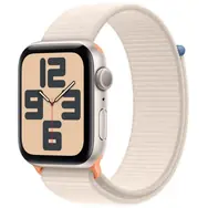 Apple Watch SE (2023) GPS 44mm Strieborné hviezdne biele - Hviezdne biely prevliekací remienok / 140-245 mm