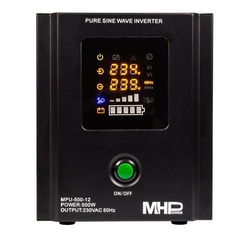 Napäťový menič MHPower MPU-500-12 záložní zdroj, 12V/230V, 500W, funkce UPS, čistý sinus