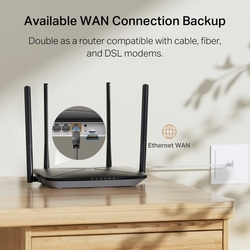 Modem TP-Link Mercusys MB115-4G LTE s WiFi routerem, 3x LAN, 1x WAN, 1x slot SIM, 2,4