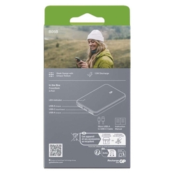 Power bank GP B+ Series, 5 000 mAh, 12 W, zelenošedá