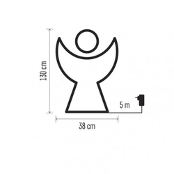 LED vianočný anjel ratanový, 130 cm, vnútorný, studená biela, časovač