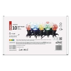 LED svetelná reťaz – 10x párty žiarovky, 5 m, vonkajšia aj vnútorná, multicolor