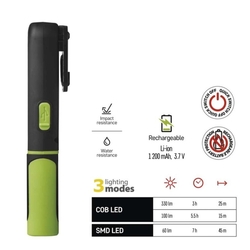 COB LED + SMD LED nabíj. svietidlo P4537, 330 lm, 1200 mAh