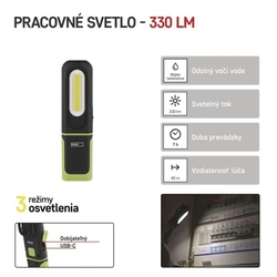 COB LED + SMD LED nabíj. svietidlo P4537, 330 lm, 1200 mAh