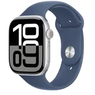 Apple Watch Series 10 GPS 46mm Strieborné hliníkové telo - Denimový športový remienok (M/L) / 160-210 mm