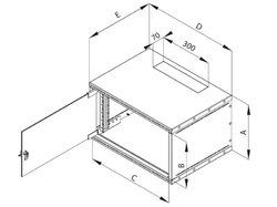 Rack Triton 19" 9U/400mm, FLAT-PACK (rozložený), prosklené dveře, šedý