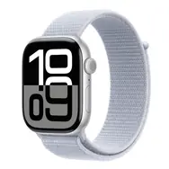 Apple Watch Series 10 GPS 46mm Strieborné hliníkové telo - Oblačne modrý prevliekací remienok / 130-200 mm