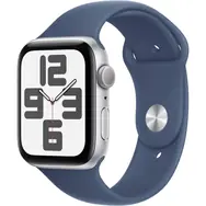 Apple Watch SE (2024) GPS 40mm Strieborné hliníkové telo - Denimový športový remienok M/L / 150-200 mm