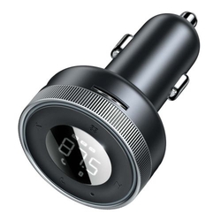 Baseus Car Charger Bluetooth FM Transmitter Enjoy Car with LED display Wireless U+U+3,5mm audio+TF MP3 Charger BT 5.0, 3.4A Black (CCLH-01)