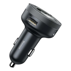 Baseus Car Charger Bluetooth FM Transmitter Enjoy Car with LED display Wireless U+U+3,5mm audio+TF MP3 Charger BT 5.0, 3.4A Black (CCLH-01)