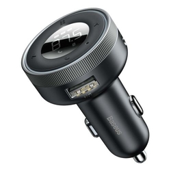 Baseus Car Charger Bluetooth FM Transmitter Enjoy Car with LED display Wireless U+U+3,5mm audio+TF MP3 Charger BT 5.0, 3.4A Black (CCLH-01)
