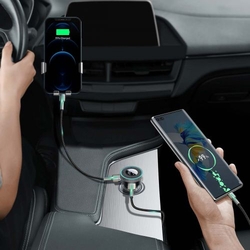 Baseus Car Charger Bluetooth FM Transmitter Enjoy Car with LED display Wireless U+U+3,5mm audio+TF MP3 Charger BT 5.0, 3.4A Black (CCLH-01)