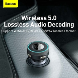Baseus Car Charger Bluetooth FM Transmitter Enjoy Car with LED display Wireless U+U+3,5mm audio+TF MP3 Charger BT 5.0, 3.4A Black (CCLH-01)