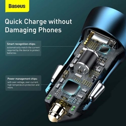 Baseus Car Charger Golden Contactor Pro Dual Quick Charger U+C, PD 3.0, QC 4+, SCP FCP AFC (with Type-C - Lightning 1m Blue) 40W blue (TZCCJD-03)