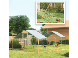 Výbeh pre hydinu s bidlom PAWHUT D51-436V03SR, 3x8x1,95m