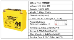 Batéria Motobatt MBT12B4 11Ah, 12V, 2 vývody