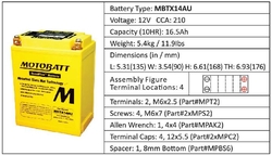 Batéria Motobatt MBTX14AU 16,5Ah, 12V, 4 vývody
