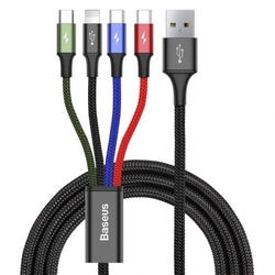 Baseus Cable Fast 4-in-1 For Lightning + Type-C(2) + Micro 3.5A 1.2m Black (CA1T4-B01)