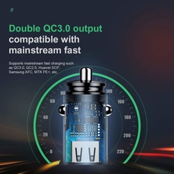 Baseus Car Charger Circular Plastic A+A Dual Quick Charge 3.0 30W Black (CCALL-YD01)