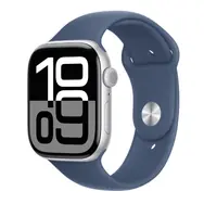Apple Watch Series 10 GPS+Cellular 42mm Strieborné hliníkové telo - Denimový športový remienok (S/M) / 130-180 mm