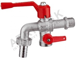 Záhradný guľový uzáver - dvojitý - 1/2"M x 3/4"M x 16mm; páka