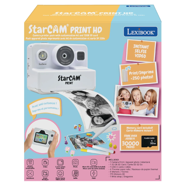 Lexibook Detský instantný HD fotoaparát StarCAM Classic s tlačiarňou