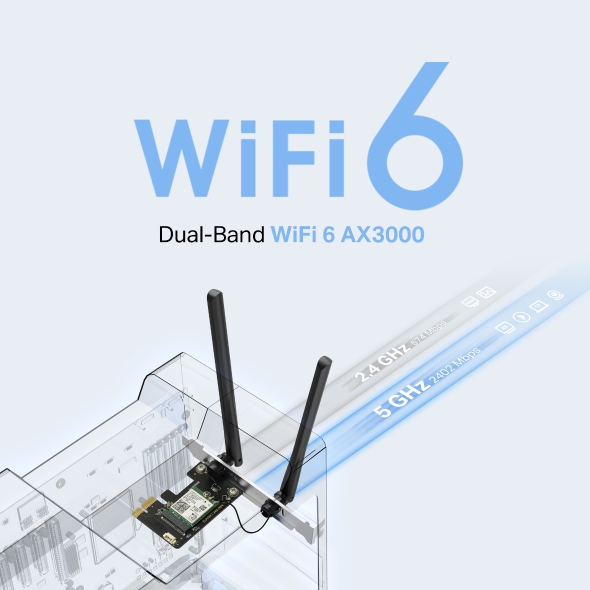 MERCUSYS MA80XE, PCIe karta  AXE3000 Wi-Fi 6