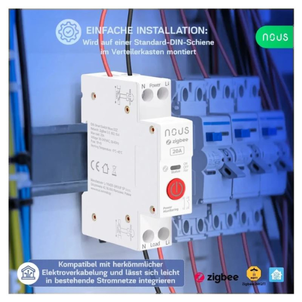 NOUS D2Z, ZigBee DIN SMART Switch, prepínač