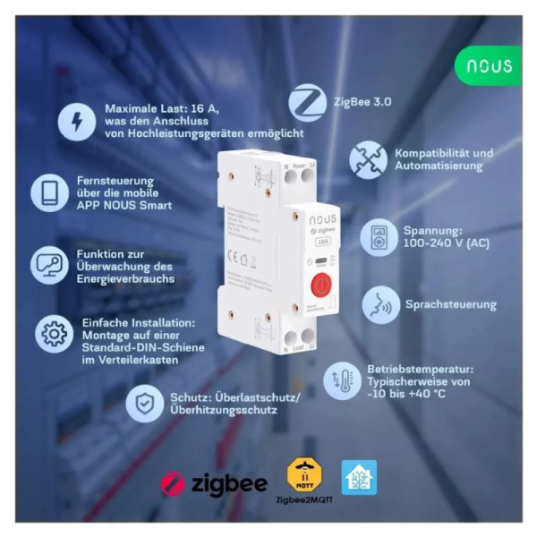 NOUS D1Z, ZigBee DIN SMART Switch, prepínač