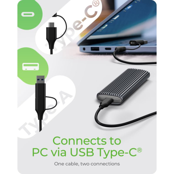 RAIDSONIC ICY Externý box M.2 NVMe/SATA3, USB-C