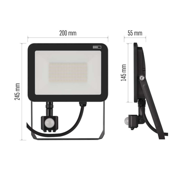 LED reflektor INOVO s pohybovým čidlom, 50W neutrálna biela